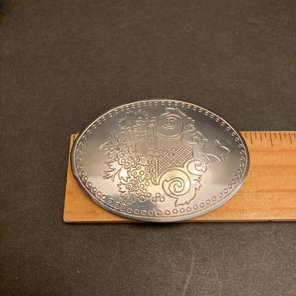 Vintage Kirk Stieff Pewter Brooch Pin Oval Floral "Autumn" Original Box USA - Picture 7 of 12